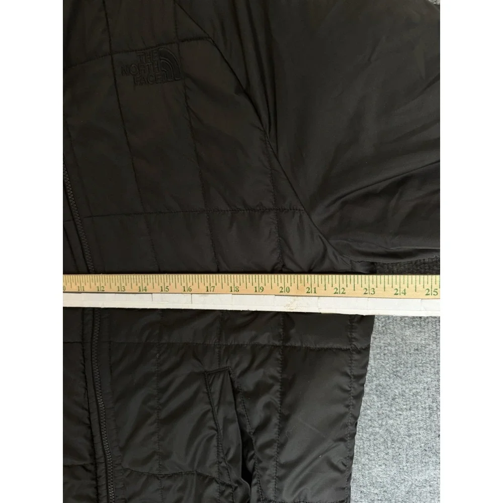 Mens L The North Face, Black, Quilted Hooded Camo Lining Zip Up